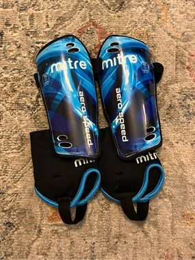 Mitre Blue Aero Speed Shin Guards for Men